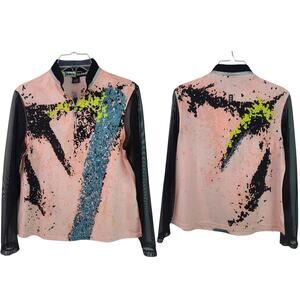 Jamie Sadock Pink Black Blue Activewear Sun Shirt Golf Pickleball Top 1/4 Zip S